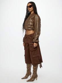 SUMWON WOMEN 实用工装裤裙短裤宽腿七分裤多口袋冒险街头时尚秋冬休闲裤