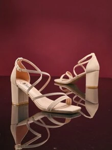 SHUZIA Square Open Toe Strappy Block Heel Sandals Summer Shoes Spring Shoes Spring Break Easter Prom Heels Wedding Shoes For Christmas