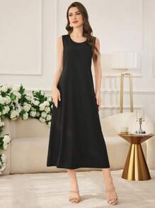 Modelyn 2pcs Women's Minimalist Crystal Embellished Jacket & Dress Set - Black - View 6