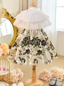 SHEIN Leap Crew Ensemble de 2 pièces pour jeune fille : Châle maillé mignon et robe élégante sans manches en jacquard tissé, Printemps/Été