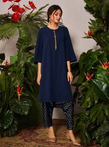 Divindia Cămașă lungă de damă casual cu broderie florală