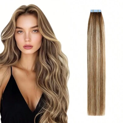 Băng dính nối tóc 100% Remy tóc thật 12-24 inch 20 miếng/50g Băng dính nối tóc thẳng liền mạch