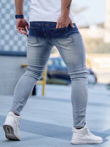 Manfinity EMRG Herren Lässig Distressed Denim Skinny Hose mit Taschen