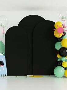 SHEIN 1Pc 65*150Cm/80*180Cm/100*200Cm/120*220Cm Black Arch Background Fabric Arch Cover, Double-Sided Lycra Stretch Fabric Arch Background, Suitable For Wedding And Birthday Party Arch Decoration (Arches Not Included, Only Fabric Background)