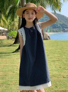 Dazy Kids 少女秋季连衣裙，返校季度假装 - 藏蓝色 - 查看 5