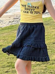 DAZY Tween Girl Denim Skirt, Summer, Back To School - Blue - View 3
