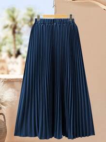 Lacomfia Plus Size Long Sleeve Shirt & Pleated Solid Skirt 2 Pieces Set Fall Cloth For Women - Multicolor - View 3