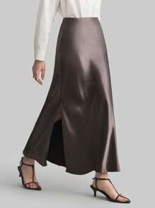 Ontre 女士简约时尚休闲日常半身裙 - 深灰色 - 查看 6