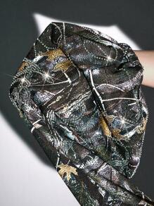 ROMWE Avant Pantalón de chándal holgado para mujer con cintura baja, con adornos de cristales y estampado de camuflaje, estilo streetwear Y2K