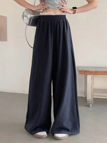 DAZY Women's Contrast Color Street Style Lace Patchwork Casual Wide Leg Pants Fall,Winter