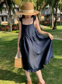 DAZY Vestido vaquero para niña preadolescente para otoño, ropa de vuelta al colegio