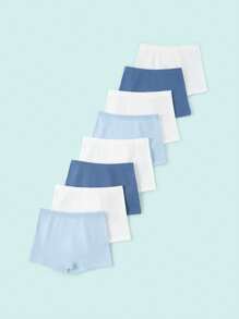 8pcs/Pack Kids Boys' Simple Solid White Comfortable Seamless Boxer Briefs - Multicolor - View 2