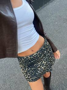 EURMUSE Women Casual Button Closure Leopard Print Shorts - Multicolor - View 3