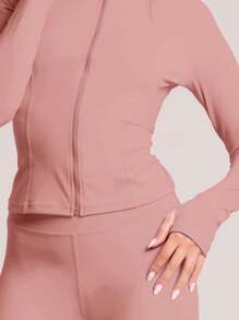 Musera Sport Zip Long Sleeve Fitted Sport Jacket , Padel, Tennis, Pickleball Gym Fitness - Baby Pink - View 3