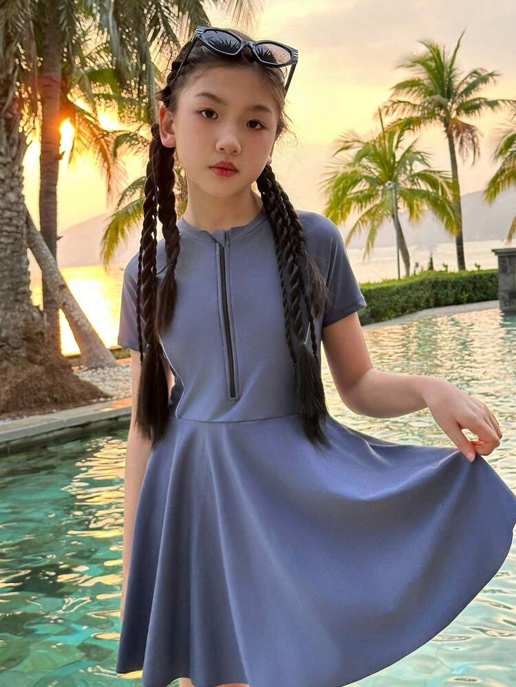 Tween Girl One-Piece Swimsuit Vacation