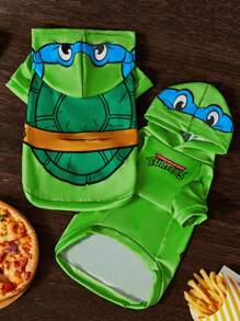 TEENAGE MUTANT NINJA TURTLES | SHEIN 宠物用可爱海龟印花连帽衫 - 綠色 - 查看 2