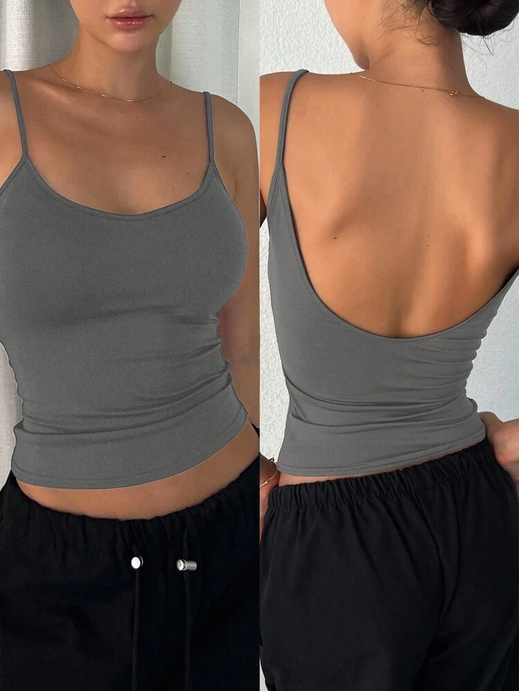 Women's Casual Versatile Slim Fit Backless Camisole Tank Tops,Back To School Clothes