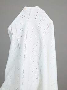 EMERY ROSE 大码女士休闲度假纯色蕾丝拼布衬衫，优雅女装，女士夏季服装/夏季，女士度假服装，夏季服装 - 白色 - 查看 7