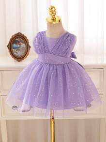 Glamorique Kids Váy lưới kim loại màu đỏ cho bé gái, trang phục dự tiệc, Giáng sinh, Halloween, váy tutu dự tiệc sinh nhật, kỷ niệm - Màu tím - Xem 5