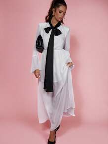 COSMINA Women's Elegant Black & White Ruched Dress, Spring/Summer - Black and White - View 6