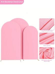 SHEIN 1 件 65 * 150Cm/80 * 180Cm/100 * 200Cm/120 * 220Cm 粉色拱门背景面料拱门罩，双面莱卡弹力面料拱门背景，适用于婚礼和生日派对拱门装饰（不含拱门，仅含面料背景） - 粉色 - 查看 3
