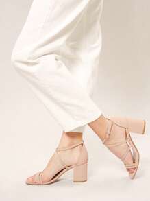 SHUZIA Square Open Toe Strappy Block Heel Sandals Summer Shoes Spring Shoes Spring Break Easter Prom Heels Wedding Shoes For Christmas