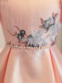 Robe courte de demoiselle d'honneur à ligne A, texture à volants et manches bouffantes, de qualité supérieure, pour mariage, bal de promo, anniversaire - Rose bonbon - Voir 6