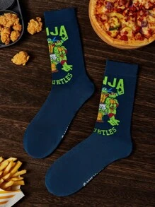 TEENAGE MUTANT NINJA TURTLES | SHEIN Calcetines de media caña azul marino, transpirables, suaves y de moda, con talón y puntera reforzada, aptos para todas las estaciones, para hombres - Azul Marino - Ver 7