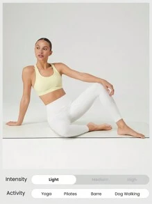 GLOWMODE FeatherFit™ Crossover Strap Sports Bra Gym Fall Winter - Yellow - View 6