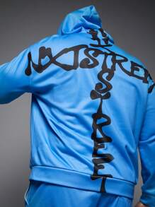 Manfinity VCAY بدلة رياضية مكونة من هوديي مضفر فضفاض وبنطلون بسحاب للرجال كبار الحجم، مناسبة للخريف والشتاء، ملابس مريحة - متعدد الألوان - مشاهدة 2