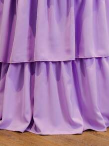 SHEIN Tween Girl Elegant Solid Color Backless Bow Decor Dress Casual Style