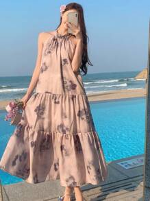 DAZY 女士扎染吊带连衣裙度假装扮 女士复活节邮轮装扮 - 粉色 - 查看 5