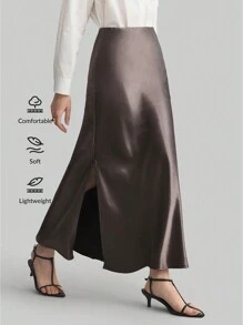 Ontre 女士简约时尚休闲日常半身裙 - 深灰色 - 查看 1