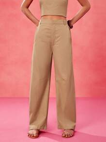 Charllene Santos Designer Khaki Solid Loose Cargo Casual Pants, Festival, Summer,For Women, Concert,Elegant,Business Casual, Western Wear,Streetwear