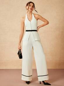 VALERIA GÓMEZ Designer White Wide Hem Lounge Pants Festival Outfits - White - View 7