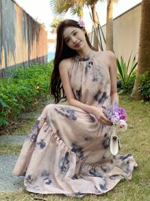 DAZY 女士扎染吊带连衣裙度假装扮 女士复活节邮轮装扮 - 粉色 - 查看 2