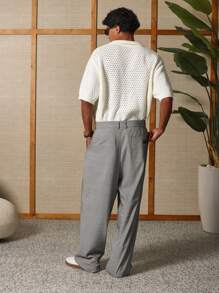 SUMWON Maglione polo lavorato a maglia aperta, maniche corte, capo leggero estivo di lusso, abbigliamento casual retrò da golf, resort o spiaggia