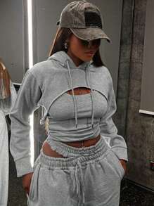 INAWLY 2pcs Set Sexy Afro-Inspired Women's Top - Grey - View 3