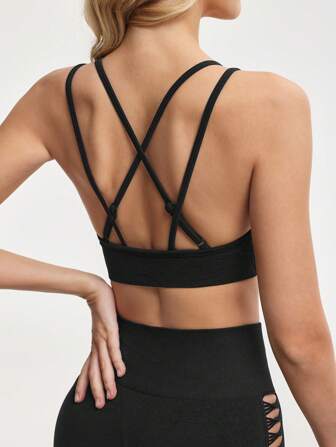 Lifespree Women's Hollow Out Minimalist Seamless High Elasticity Sports Yoga Bra