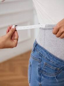 SHEIN Maternity Casual Washed Distressed Skinny Jeans - Light Wash - View 4