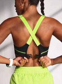 Powerista Damen einfarbiger Patchwork minimalistischer anliegender Sporttop - Minzgrün - Übersicht 2