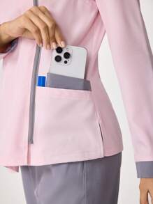 TaskEZ Conjunto de blusa y pantalón de un solo color, estilo minimalista con mangas largas para mujer. Conjunto de uniforme de enfermería con parte superior e inferior, transpirable y con bolsillos. Conjunto de uniforme de enfermería con parte superior con cuello en V y pantalón de pierna recta. Conjunto de uniforme de enfermería con parte superior elástica y pantalón cargo con cordón.