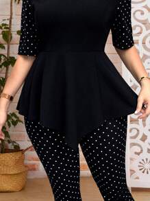 EMERY ROSE 2 bucăți/Set, cu mâneci scurte și pantaloni lungi - Negru - Vizualizare 3