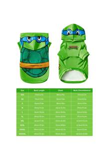 TEENAGE MUTANT NINJA TURTLES | SHEIN 宠物用可爱海龟印花连帽衫 - 綠色 - 查看 3