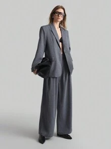 Ontre 休闲女式翻领长袖西装外套，带口袋，夏季女式办公室 - 藍色 - 查看 6