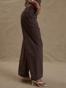 MUSERA 修身中腰细条纹直筒裤，优雅专业，商务休闲，适合度假、秋冬、工作、办公室、约会、外出、返校、婚礼宾客等各种场合，打造可爱日常胶囊衣橱，春假必备单品 - 彩色 - 查看 6