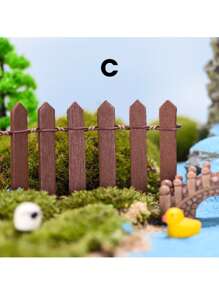 SHEIN 1pc Mini Wooden Fence, Miniature Fence For Fairy Garden Micro Landscape Flower Pots Accessories Ornaments, For Home Room Garden 35.4in*2in, Gift