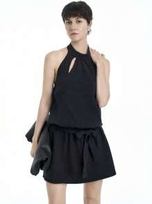 SHEIN Clasi Vestido informal para mujer con lazo y cinturón en unicolor