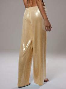 MUSERA 亮片低腰裤，适合度假、夏季假期、夜店、伊比沙岛、锐舞节派对等场合。 - 杏色 - 查看 2