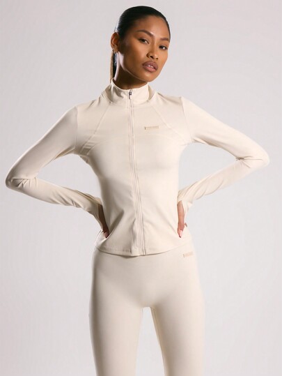 Musera Sport Giacca con chiusura lampo alta, collo alto, dettagli di cucitura, in tessuto slinky e aderente, adatta per padel, tennis, pickleball, palestra e fitness in autunno, inverno e Natale